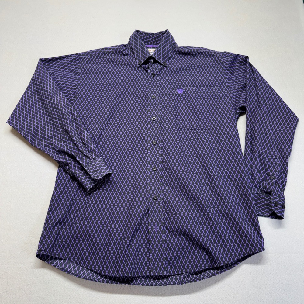 Cinch Mens Purple Black Diamond Western Button Down Shirt MTW1104304 Small